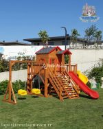 Painted-Backyard Playset With Multiple Slides 2103
