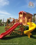 Painted Backyard Playset With Multiple Slides 2103 - Görsel 3