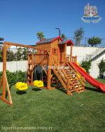 Painted Backyard Playset With Multiple Slides 2103 - Görsel 5