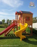 Painted Backyard Playset With Multiple Slides 2103 - Görsel 6