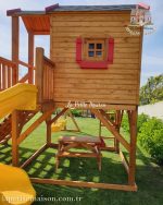 Painted Backyard Playset With Multiple Slides 2103 - Görsel 8